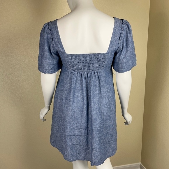 Draper James Womens Size XL Linen Cotton Chambray Mini Babydoll NEW Dress Ruffle - Picture 7 of 12